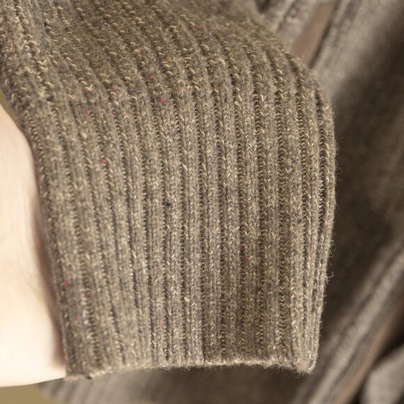 Joseph Abboud Brown Wool Sweater Cardigan Mock Neck Elbow Patch Long Sleeve Coat - Picture 12 of 12